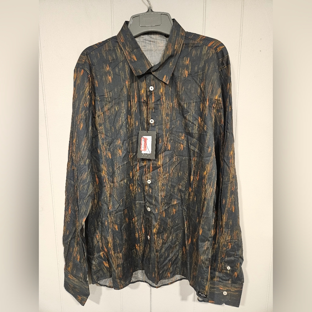 Good Man Brand Button Down Shirt XL Sky Captain Textured Lines Long Sleeve G28-6